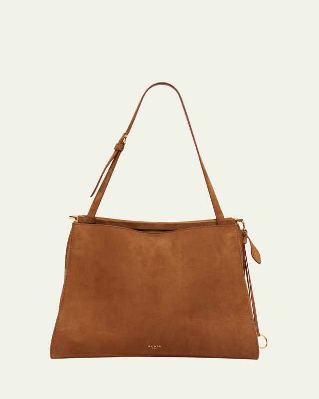Le Click Medium Square Tote Bag in Nubuck Leather